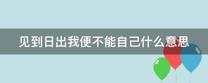 见到日出我便不能自己什么意思 见到日出我便不能自己 下一句是什么