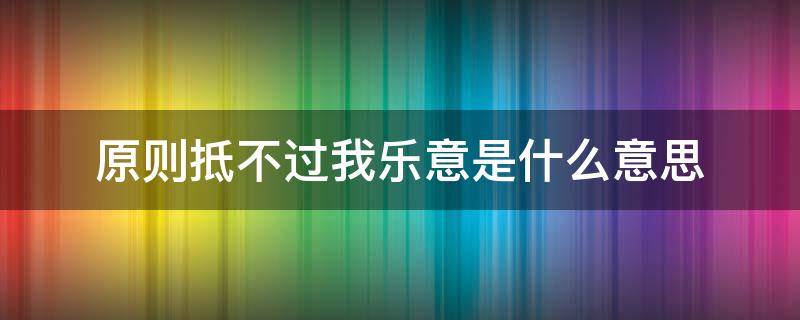 原则抵不过我乐意是什么意思 原则难抵我乐意