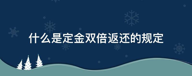 什么是定金双倍返还的规定 什么叫双倍返还定金