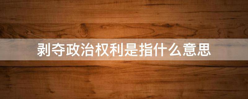 剥夺政治权利是指什么意思（所谓的剥夺政治权利是什么意思）