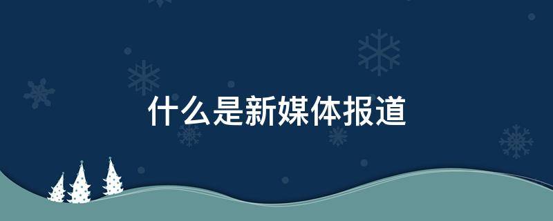 什么是新媒体报道（新媒体的新闻报道）