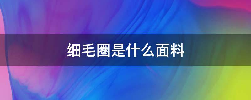 细毛圈是什么面料（小毛圈是什么面料）