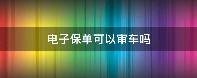 电子保单可以审车吗（上海外地车电子保单可以审车吗）