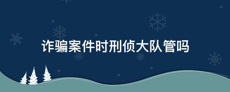 诈骗案件时刑侦大队管吗 诈骗由刑侦还是经侦大队立案