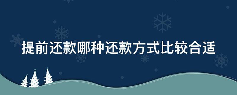 提前还款哪种还款方式比较合适（提前还款哪种还款方式比较合适一点）