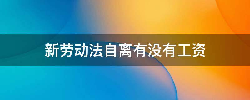 新劳动法自离有没有工资（劳动法自动离职有没有工资）