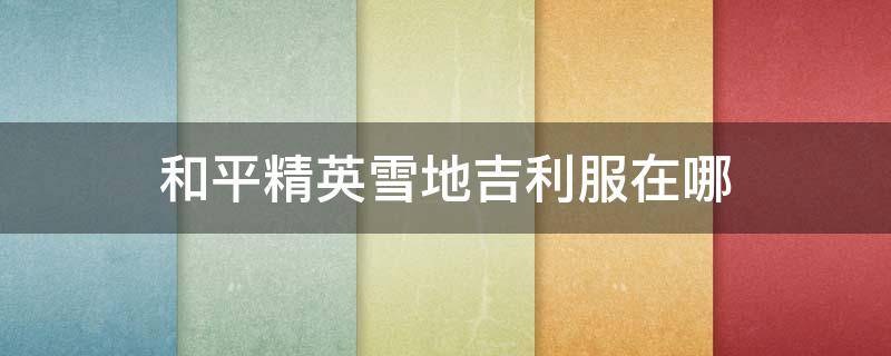 和平精英雪地吉利服在哪（和平精英雪地吉利服在哪获得）