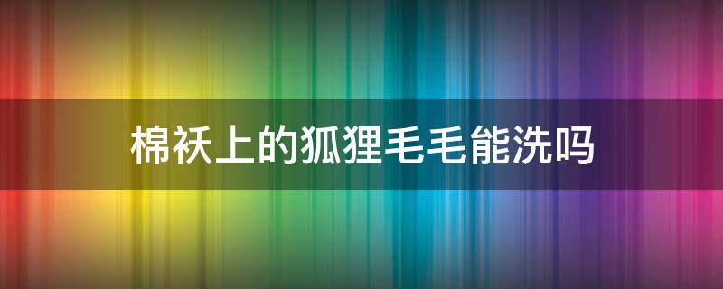 棉袄上的狐狸毛毛能洗吗 衣服上的狐狸毛怎么洗