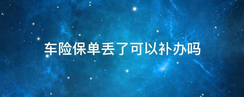 车险保单丢了可以补办吗 车险保单丢了怎么补