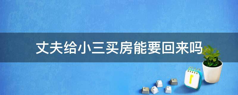 丈夫给小三买房能要回来吗（丈夫给钱给小三买房能追回房子吗）