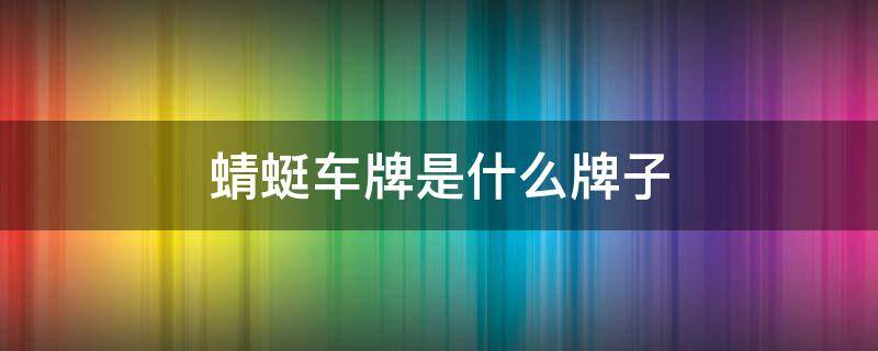 蜻蜓车牌是什么牌子 蜻蜓牌汽车叫什么名字