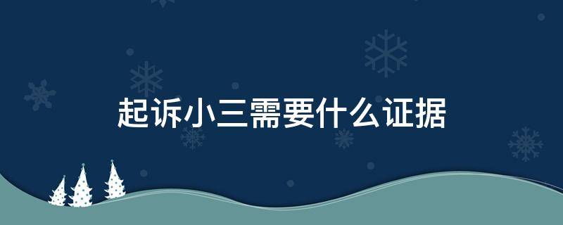 起诉小三需要什么证据 妻子起诉小三需要什么证据