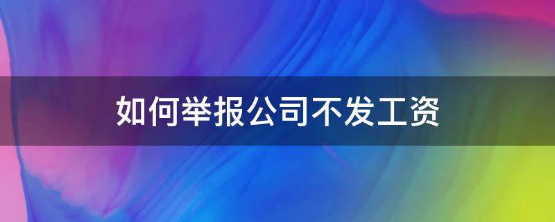 如何举报公司不发工资（如何举报公司不发工资提成）