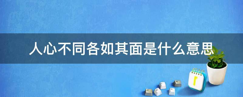 人心不同各如其面是什么意思（人心如面各不相同什么意思）