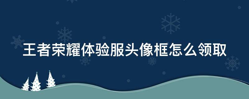 王者荣耀体验服头像框怎么领取（王者荣耀体验服头像框怎么领取不了）