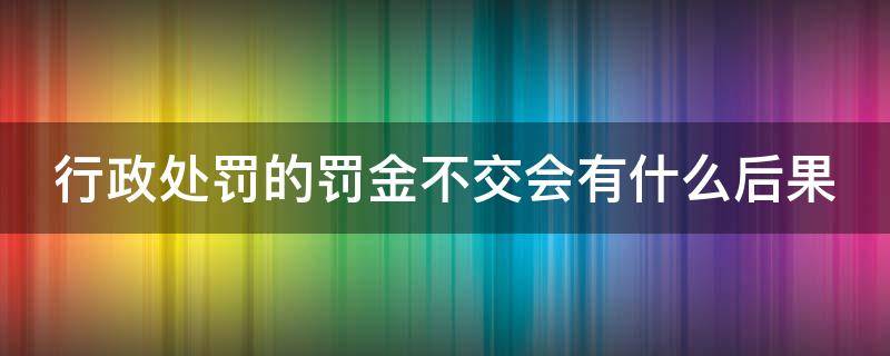 行政处罚的罚金不交会有什么后果（行政处罚的罚金不交会有什么后果嘛）