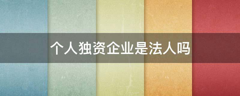 个人独资企业是法人吗（个人独资企业是法人吗可以以企业名义贷款吗）