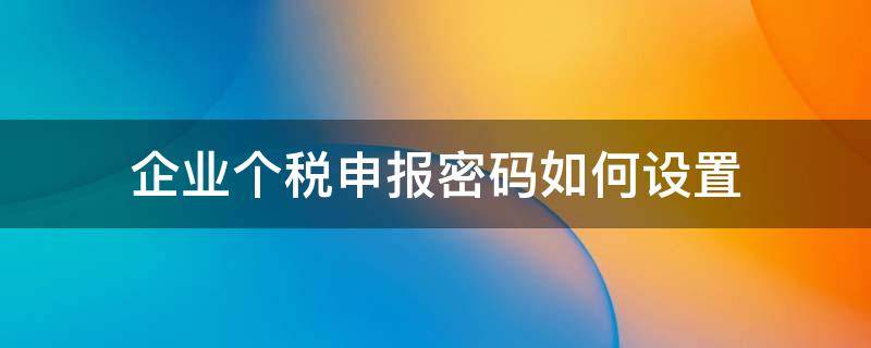 企业个税申报密码如何设置（怎么修改企业个税申报密码）