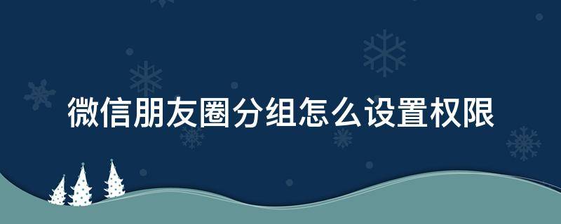 微信朋友圈分组怎么设置权限（微信能分组设置朋友圈权限吗）