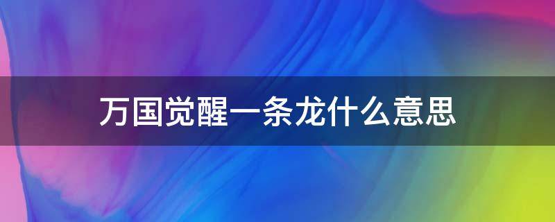 万国觉醒一条龙什么意思（万国觉醒一两条龙啥意思）