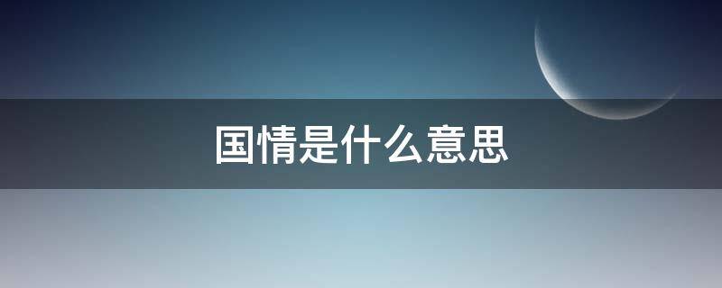 国情是什么意思（中国国情是什么意思）