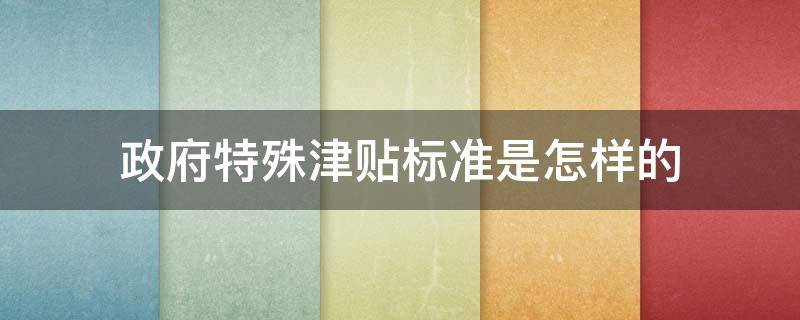 政府特殊津贴标准是怎样的（享受政府特殊津贴是多少钱）