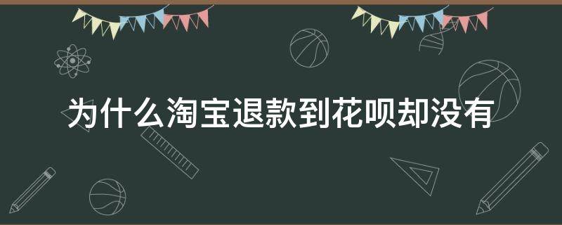 为什么淘宝退款到花呗却没有 淘宝退货到花呗为什么没有