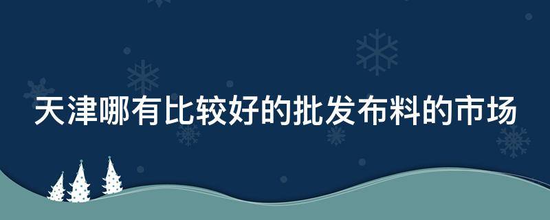 天津哪有比较好的批发布料的市场（天津哪有比较好的批发布料的市场地址）