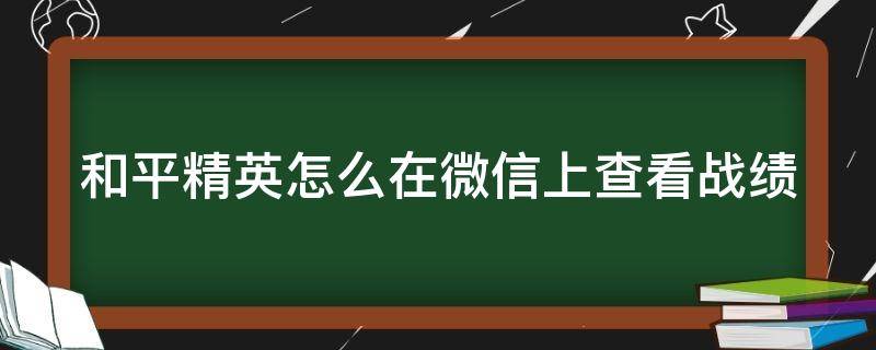 和平精英怎么在微信上查看战绩（和平精英微信怎么看别人战绩）