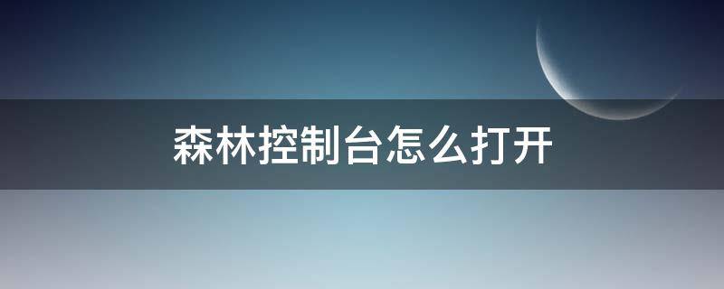 森林控制台怎么打开 森林控制台怎么打开0