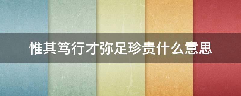 惟其笃行才弥足珍贵什么意思（惟有笃行才弥足珍贵）