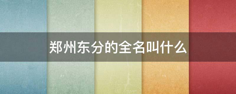 郑州东分的全名叫什么（郑州东分西分是什么意思）