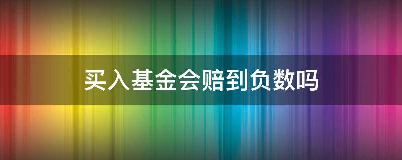 买入基金会赔到负数吗（买基金能赔成负数吗）