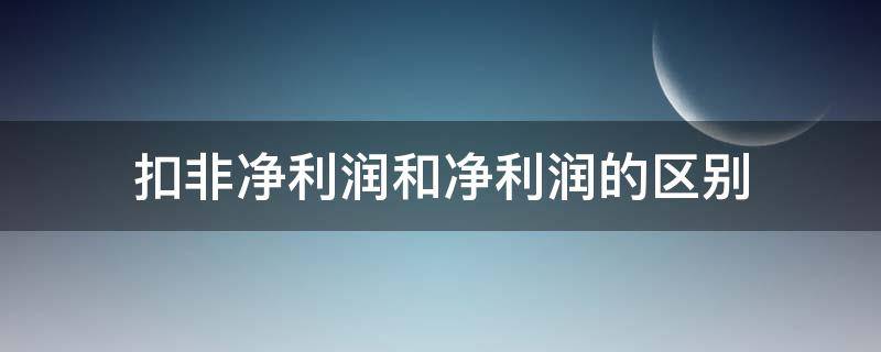 扣非净利润和净利润的区别 扣非净利润和净利润的区别 通俗