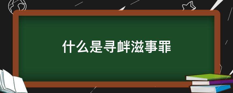 什么是寻衅滋事罪（什么是寻衅滋事罪 其构成特征是什么）