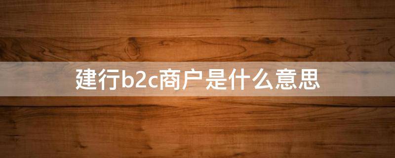 建行b2c商户是什么意思（成为建行商户有什么用）
