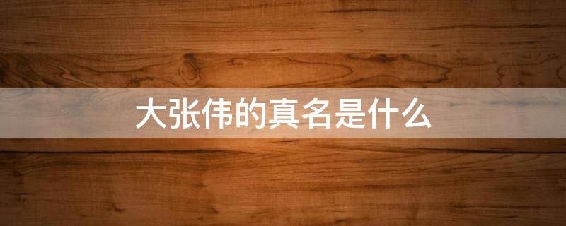大张伟的真名是什么 大张伟真名真叫大张伟吗?