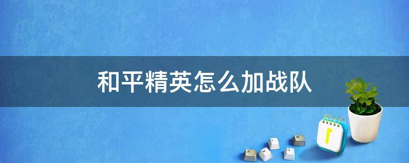 和平精英怎么加战队 和平精英怎么加战队打巅峰赛
