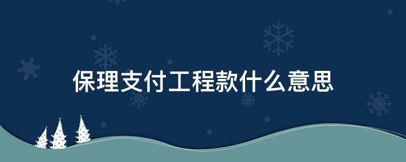 保理支付工程款什么意思（保理支付工程款什么意思 中华会计网校）