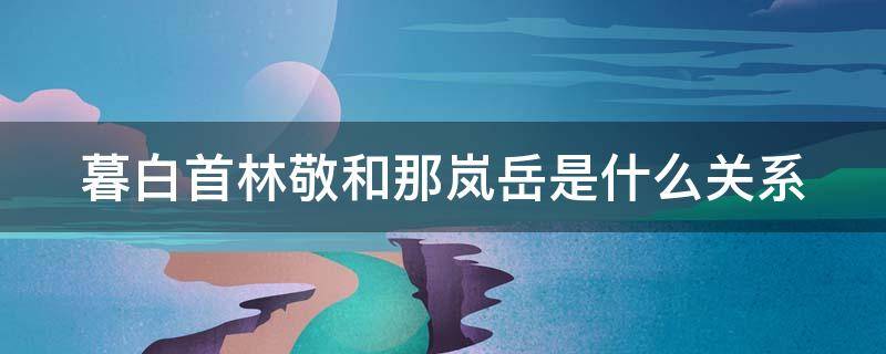 暮白首林敬和那岚岳是什么关系 暮白首里林敬和那岚岳是什么关系