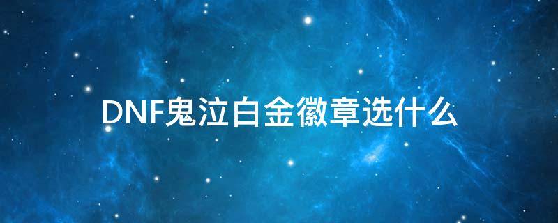 DNF鬼泣白金徽章选什么（dnf鬼泣白金徽章选什么技能2021）