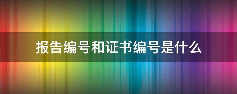 报告编号和证书编号是什么（证书的报告编号是什么）
