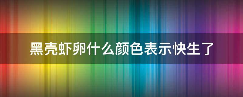 黑壳虾卵什么颜色表示快生了 黑壳虾卵是什么样子