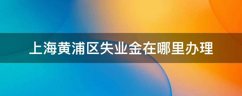 上海黄浦区失业金在哪里办理（上海杨浦区失业金哪里办理）