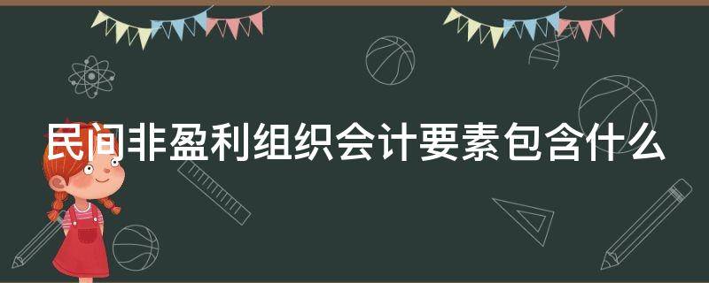 民间非盈利组织会计要素包含什么 《民间非盈利组织会计制度》