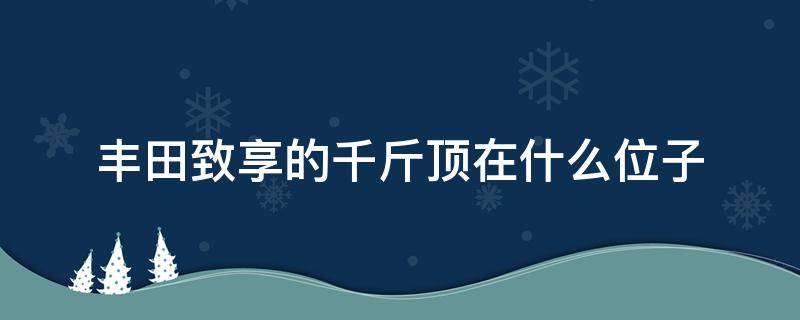 丰田致享的千斤顶在什么位子 丰田致炫千斤顶在什么位置