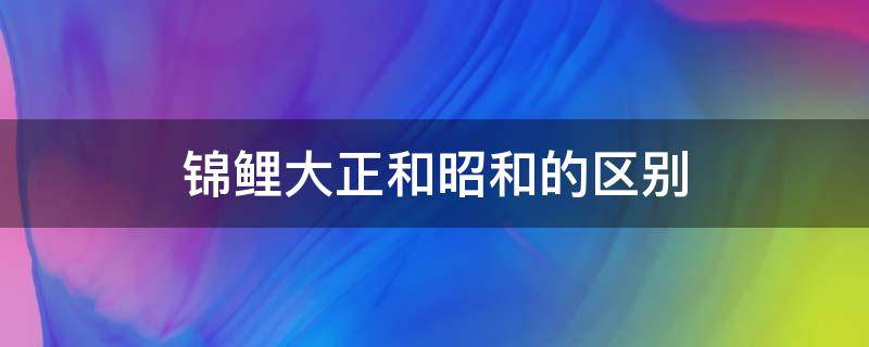 锦鲤大正和昭和的区别 昭和锦鲤和大正三色哪个好