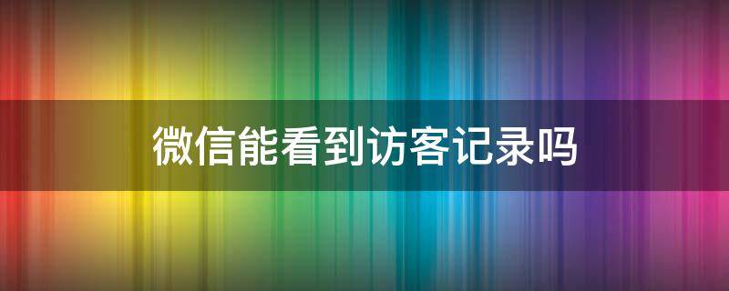 微信能看到访客记录吗（企业微信能看到访客记录吗）