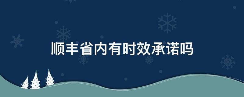 顺丰省内有时效承诺吗 顺丰速运承诺时效是什么意思