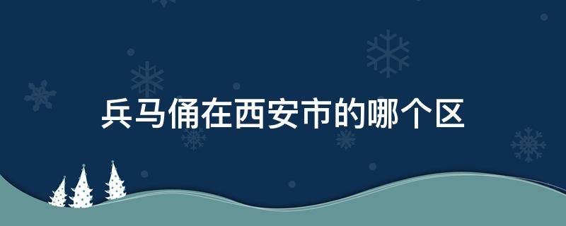 兵马俑在西安市的哪个区（兵马俑在西安的哪个区?）